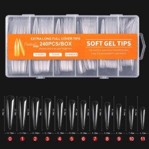 Tips Soft Gel Extra Larga Stiletto 240pcs